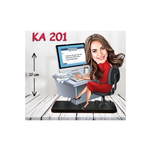 Kişiye Özel Ahşap Biblo - Masa Başı Karikatür Biblo - Kadın Biblo 15