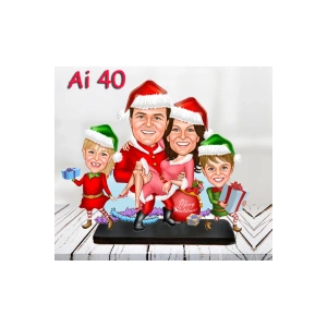 Kişiye Özel Ahşap Biblo - Aile Karikatür Biblo - 4 Kişilik Aile Biblo 13