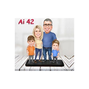 Kişiye Özel Ahşap Biblo - Aile Karikatür Biblo - 4 Kişilik Aile Biblo 14