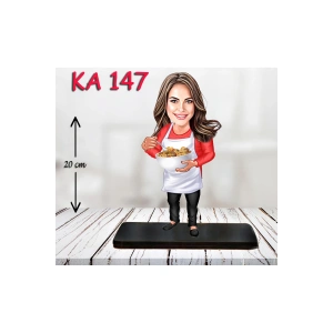 Kişiye Özel Ahşap Biblo - Aşçı Kadın Karikatür Biblo 13