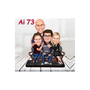 Kişiye Özel Ahşap Biblo - Aile Karikatür Biblo - 4 Kişilik Aile Biblo 30