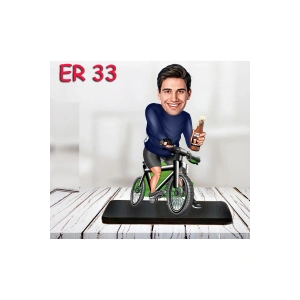 Kişiye Özel Ahşap Biblo - Bisiklet Kullanan Erkek Karikatür Biblo 3