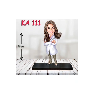 Kişiye Özel Ahşap Biblo - Sağlıkçı Kadın Karikatür Biblo - Doktor Biblo 3