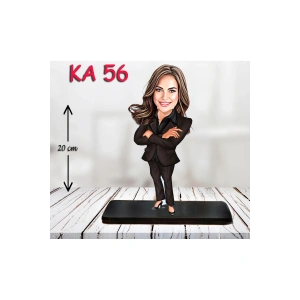 Kişiye Özel Ahşap Biblo - Takım Elbiseli Kadın Karikatür Biblo 12