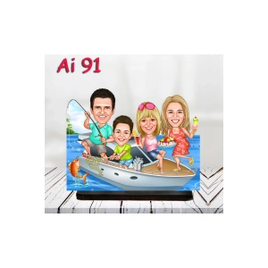 Kişiye Özel Ahşap Biblo - Aile Karikatür Biblo - 4 Kişilik Aile Biblo 40