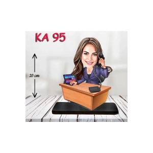 Kişiye Özel Ahşap Biblo - Masa Başı Karikatür Biblo - Kadın Biblo 6