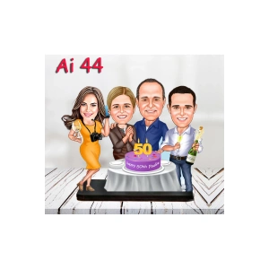 Kişiye Özel Ahşap Biblo - Aile Karikatür Biblo - 4 Kişilik Aile Biblo 15