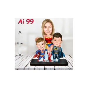 Kişiye Özel Ahşap Biblo - Aile Karikatür Biblo - 3 Kişilik Aile Biblo 27