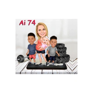 Kişiye Özel Ahşap Biblo - Aile Karikatür Biblo - 4 Kişilik Aile Biblo 31