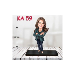 Kişiye Özel Ahşap Biblo - Takım Elbiseli Kadın Karikatür Biblo 13