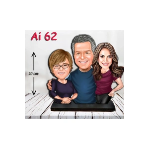 Kişiye Özel Ahşap Biblo - Aile Karikatür Biblo - 3 Kişilik Aile Biblo 18