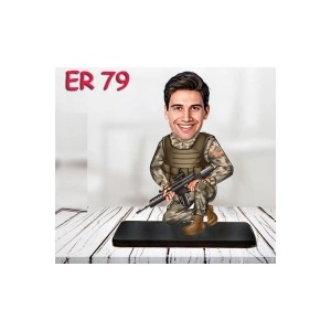 Kişiye Özel Ahşap Biblo - Erkek Asker Karikatür Biblo 4