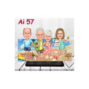 Kişiye Özel Ahşap Biblo - Aile Karikatür Biblo - 4 Kişilik Aile Biblo 24