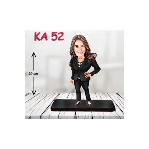 Kişiye Özel Ahşap Biblo - Takım Elbiseli Kadın Karikatür Biblo 11