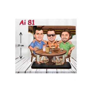 Kişiye Özel Ahşap Biblo - Aile Karikatür Biblo - 3 Kişilik Aile Biblo 23