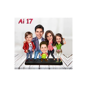 Kişiye Özel Ahşap Biblo - Aile Karikatür Biblo - 5 Kişilik Aile Biblo 3