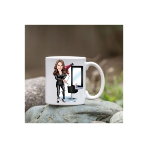 Kişiye Özel Bardak - Karikatür Bardak - Kadın Kuaför Bardağı