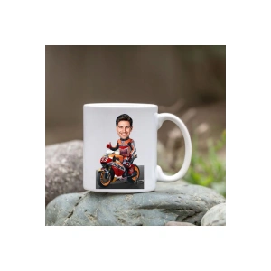 Kişiye Özel Bardak - Karikatür Bardak - Motorlu Erkek Bardağı