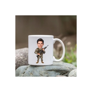 Kişiye Özel Bardak - Karikatür Bardak - Erkek Asker Bardak