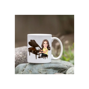 Kişiye Özel Bardak - Karikatür Bardak - Müzisyen Kadın Bardağı