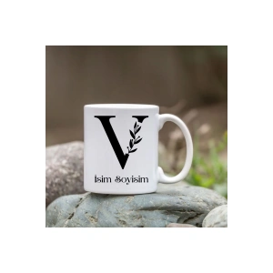 Kişiye Özel V Harfi Bardak - İsim Yazılı Bardak - İsimli Bardak