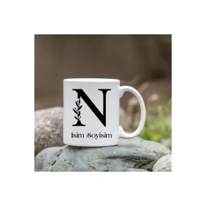 Kişiye Özel N Harfi Bardak - İsim Yazılı Bardak - İsimli Bardak