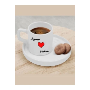 Kişiye Özel İsimli Fincan - Kalpli Türk Kahvesi Fincanı