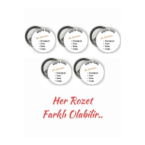 Kişiye Özel Rozet - 5 Adet Rozet - Farklı 5 Adet Rozet