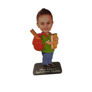 Kişiye Özel Ahşap Biblo - Erkek Çocuk Karikatür Biblo - Mezuniyet Biblosu ( 10 Adet )