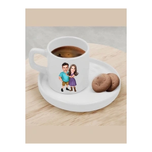 Kişiye Özel Türk Kahvesi Fincanı Karikatür Sevgili Fincanı 4