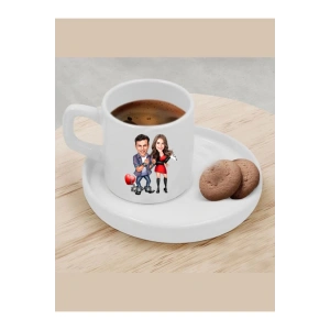 Kişiye Özel Türk Kahvesi Fincanı Karikatür Sevgili Fincanı 3