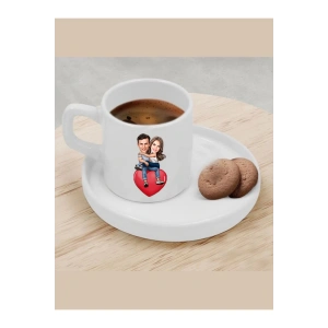 Kişiye Özel Türk Kahvesi Fincanı Karikatür Sevgili Fincanı