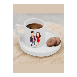 Kişiye Özel Türk Kahvesi Fincanı Karikatür Sevgili Fincanı 2