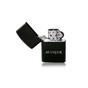 Kişiye Özel Siyah Çakmak - İsim Yazılı Çakmak - Babalar Günü Hediyesi Çakmak