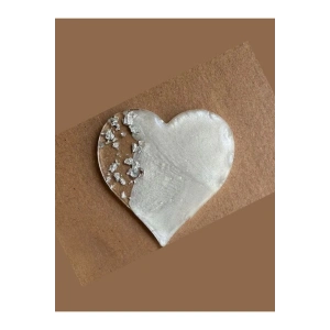 Epoksi Magnet - Boş Epoksi - Kalp Epoksi Magnet ( Gümüş ) - 10 Adet