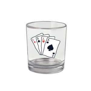 İskambil Baskılı Viski Bardağı - İskambil Kağıtlı Bardak