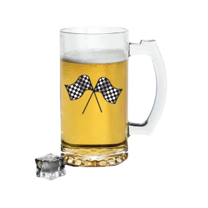 Yarış Bayrağı Baskılı Bira Bardağı - Bira Bardak