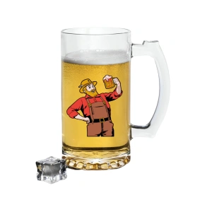 Bira İçen Erkek Baskılı Bira Bardağı - Bira Bardak