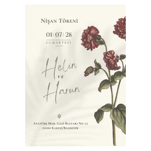 Kişiye Özel Davetiye - Düğün Davetiye - Nişan Davetiye - Nikah Davetiye ( Zarflı ) ( 50 Adet ) MDL 5