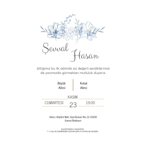 Kişiye Özel Davetiye - Düğün Davetiye - Nişan Davetiye - Nikah Davetiye ( Zarflı ) ( 50 Adet ) MDL 7