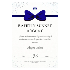 Kişiye Özel Davetiye - Sünnet Davetiye - Sünnet Davetiyesi ( Zarflı ) ( 50 Adet ) Model 3