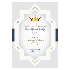 Kişiye Özel Davetiye - Sünnet Davetiye - Sünnet Davetiyesi ( Zarflı ) ( 50 Adet ) Model 5