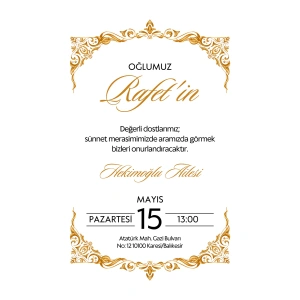 Kişiye Özel Davetiye - Sünnet Davetiye - Sünnet Davetiyesi ( Zarflı ) ( 50 Adet ) Model 4