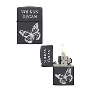 Kişiye Özel Kelebek Baskılı Metal Çakmak