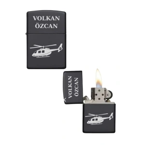 Kişiye Özel Helikopter Baskılı Metal Çakmak
