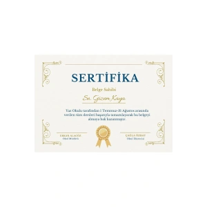 Kişiye Özel Sertifika - Mezuniyet Sertifikası - Başarı Sertifikası ( 10 Adet )