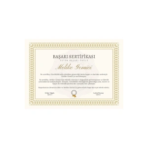 Kişiye Özel Sertifika - Mezuniyet Sertifikası - Başarı Sertifikası ( 10 Adet ) Gold Renk