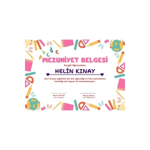 Kişiye Özel Sertifika - Mezuniyet Sertifikası - Mezuniyet Belgesi ( 10 Adet ) Aksesuar