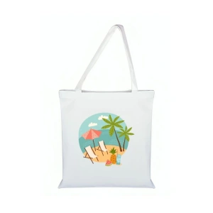 Sahil Baskılı Bez Çanta - Sahilli Çanta