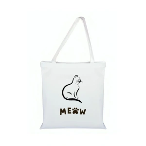 Kedi Baskılı Bez Çanta - Kedili Çanta